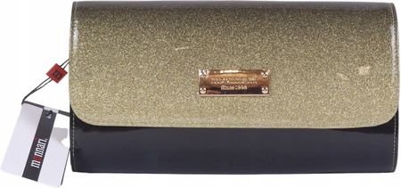 Monnari torebka kopertówka wizytowa lakierowana czarna złota