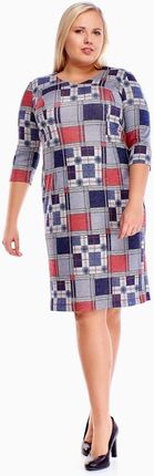 Sukienki Sukienka Sukienie FSU893 NIEBIESKI + SZARY krata
