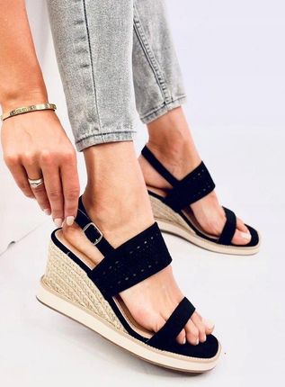 Sandałki espadryle na koturnie DEBEVE BLACK 39