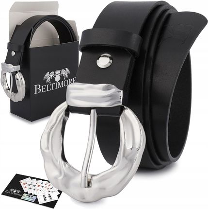 Skórzany pasek damski do spodni sukienki czarna skóra nat 3 cm Beltimore D95