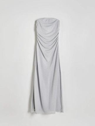 Reserved - Dzianinowa sukienka maxi metalicznym połyskiem - srebrny