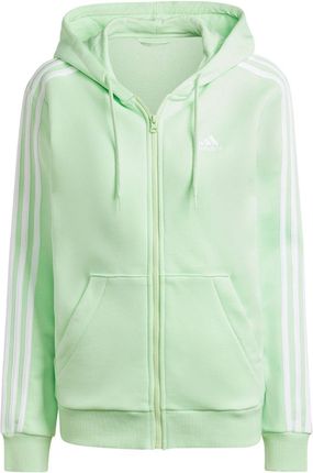Adidas Bluza damska adidas Essentials 3-Stripes Full-Zip Fleece jasnozielona IR6077