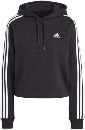 Adidas Bluza damska adidas Essentials 3-Stripes French Terry Crop Hoodie czarna IC8767