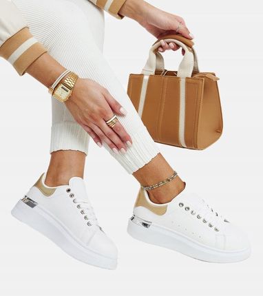 Hers Sportowe buty białe damskie sneakersy na platformie r. 40