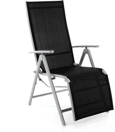 Garthen Leżak Krzesło Ogrodowe Składane Z Wysokim Oparciem I Podnóżkiem Czarne D35171