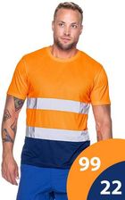 Mark The Helper Koszulka T-Shirt Ostrzegawcza Promostars (Mark The Helper) Hi-Vis 77250, Pomarańczowy-Granatowy