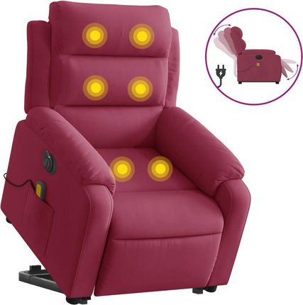 Zakito Home Fotel Podnoszący I Rozkładany Z Masażem Winna Czerwień 75X148 Cm 100035145154_3205130