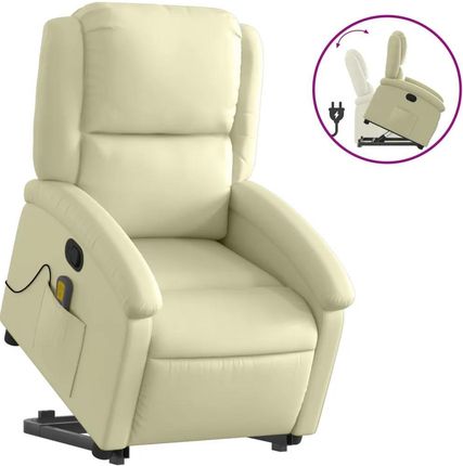Zakito Home Fotel Podnoszący Dla Seniora 71X86,5X99,5 Kremowo Skórzany 100035145154_3204264