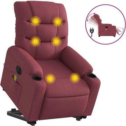 Zakito Home Fotel Podnoszący Z Funkcją Masażu Winna Czerwień 75,5X93X99,5 Cm 100035145154_3206675