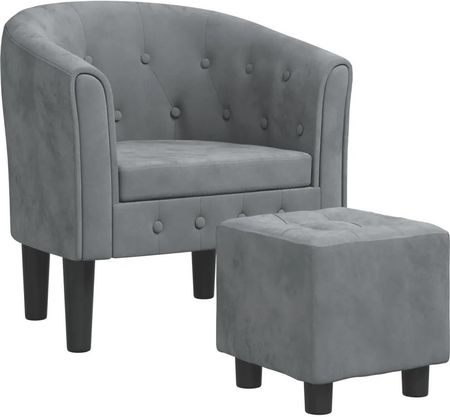 Zakito Home Fotel Klubowy Z Podnóżkiem Aksamit Ciemnoszary 70X56X68Cm 100035145154_356478
