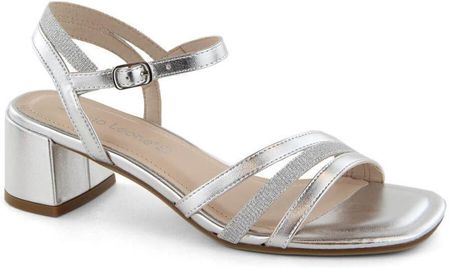 Lakierowane sandały na obcasie Sergio Leone W SK434A srebrne