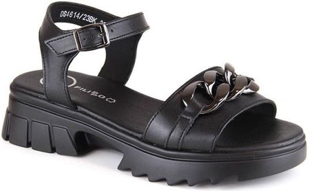 Skórzane sandały z łańcuszkiem Filippo DS4614 czarne