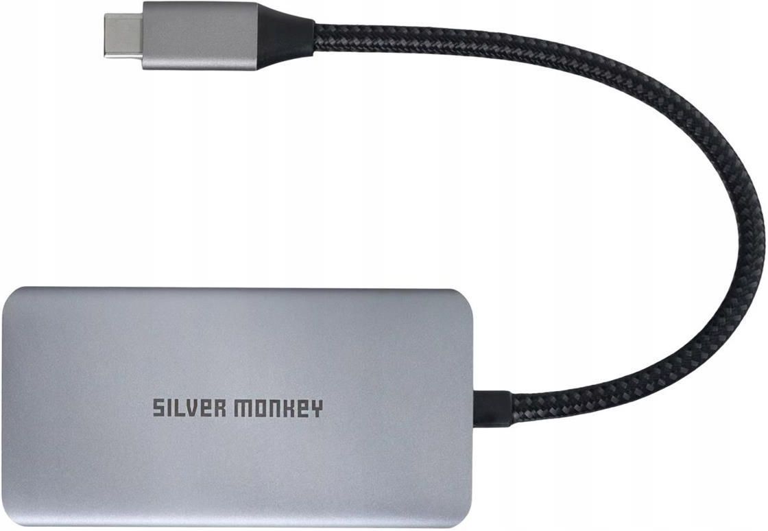 Hub USB Silver Monkey Adapter USB-C - 2x HDMI 4K60Hz, USB-A