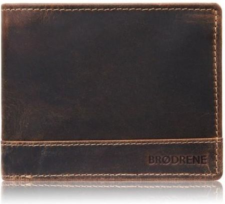 Portfel męski skórzany brązowy vintage hunter pojemny RFID Brodrene G-103MN/BR
