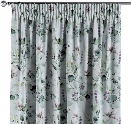 Dekoria Zasłona na taśmie marszczącej 1 szt. magnolie miętowym tle Flowers 130x260 cm
