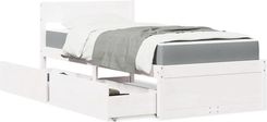 vidaXL Łóżko Z Szufladami I Materacem Białe 90X200 Cm Sosnowe 3281908