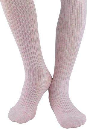 Bawełniane rajstopy dziewczęce prążkowane Noviti RB007-G-03 Różowy Melanż