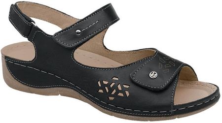 Sandały HELIOS Komfort 266-2 2-011-Czarne na Haluksy Rzepy