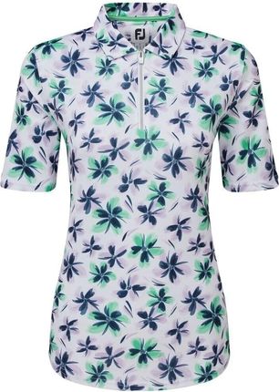 Footjoy 1/2 Zip Floral Print Lisle Lavender/Mint/Navy XS Koszulka Polo