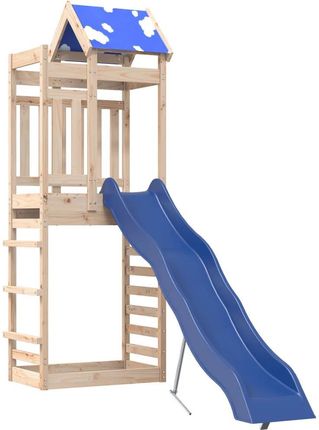 Zakito Drewniana Wieża Do Zabawy Z Falistą Zjeżdżalnią 226,5X77X239Cm Niebieski