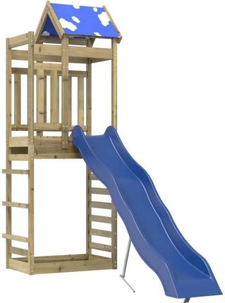 Zakito Drewniany Plac Zabaw Dla Dzieci 226,5X77 239Cm Niebieska Zjeżdżalnia