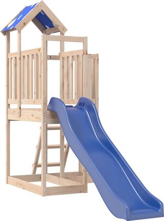 Zakito Drewniany Zestaw Zabaw Dla Dzieci Wieża 304X215Cm Niebieska Zjeżdżalnia