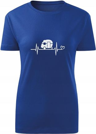 Koszulka T-shirt damska M287 Przyczepa Kempingowa niebieska rozm L