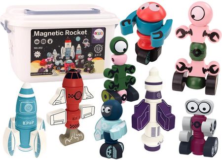 Lean Toys Klocki Magnetyczne Kosmos Rakieta Zestaw Magnetic Rocket 56El.