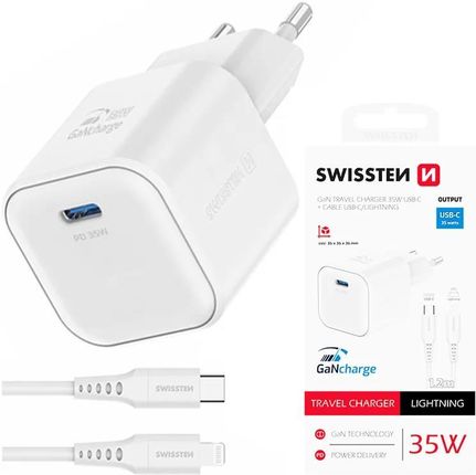 Swissten Ładowarka Sieciowa Usb-C 35 W + Kabel Usb-C/Lightning