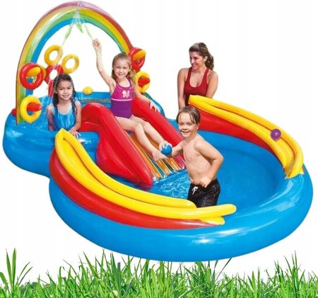 Intex Duży Wodny Dmuchany Plac Zabaw Tęcza Dla Dzieci Zjeżdżalnia Do Domu Ogrodu