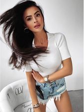 Top array o la voga z kołnierzykiem CROP Top polo