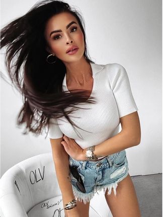 Top array o la voga z kołnierzykiem CROP Top polo