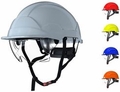 Ardon Hełm Pab Wh1-C D1080 - Kask Dla Elektryków Ze Zintegrowanymi Niepalnymi Okularami (D1080), 6 Punkotowa Więźba, Abs, Czerwony 52-63cm
