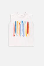 Koszulka bez rękawów biały bawełniany tank top z nadrukiem