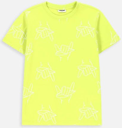 T-shirt z krótkim rękawem limonkowy na lato z motywem surfingu