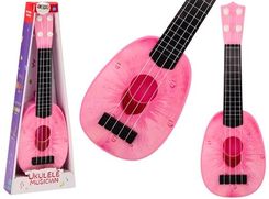Zdjęcie Leantoys Ukulele Dla Dzieci Mini Gitara 4 Struny Motyw Brzoskwini Gitarka Różowa 15″ - Kraków