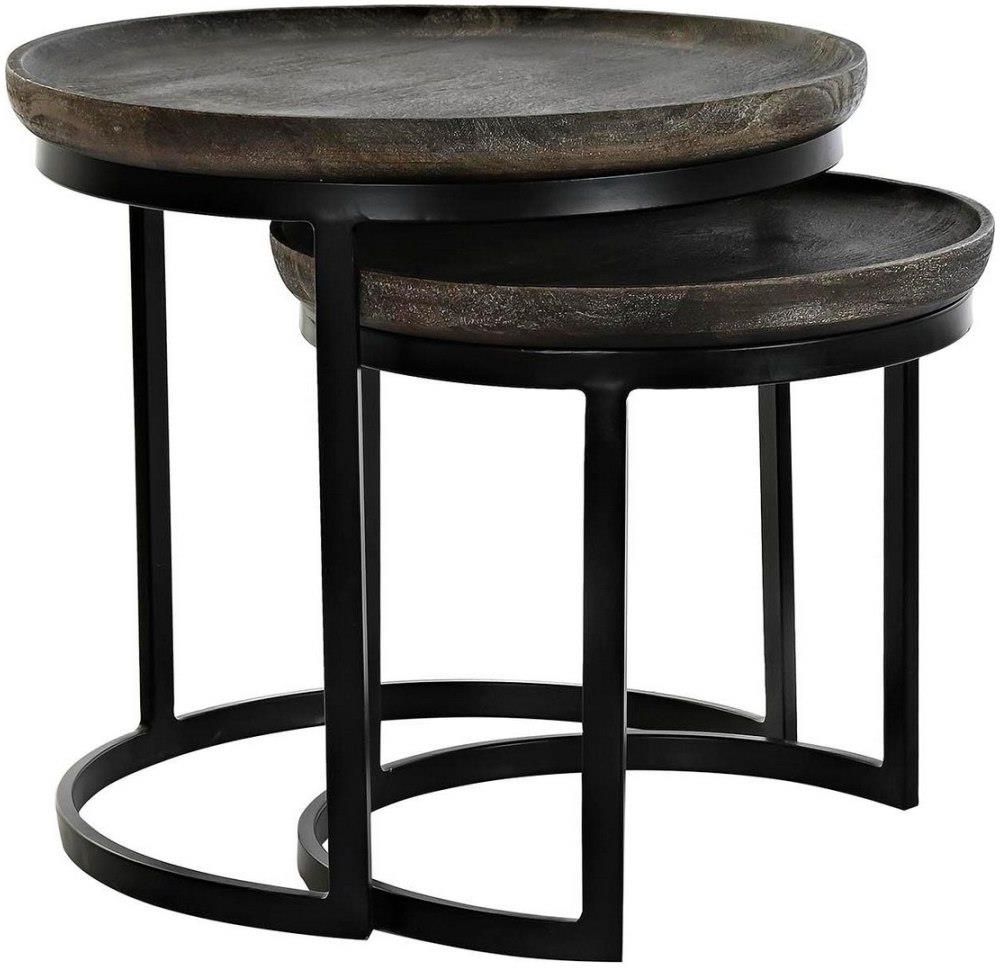 Centre Table DKD Home Decor Brown Silver Metal Steel MDF Wood 30 x 40 cm 78 x 78 x 41,5 cm