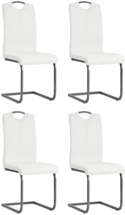 Zakito Home Zestaw 4 Krzeseł Stołowych Białe Sztuczna Skóra Stal 43X55X100Cm