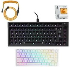 Klawiatura Glorious GMMK PRO Panda Aura White KIT (GLOGMMKP75RGBB+GLOSWTHPANDALUBED+GLOK)