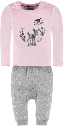 Kanz Komplet Dresowy: Szare Spodnie z Różową Bluzką Dziewczęca