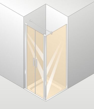 Huppe Design E 4-kąt Drzwi wahadłowe 100 wys.2000 szkło Intima Anti-Plaque (8E1406092375)