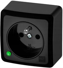 Zdjęcie Elektro-Plast Nasielsk Gniazdo Pojedyncze Z Uziemieniem 2P+Z N/T Natynkowe Ip20 Czarny Berg 373309 - Gniezno