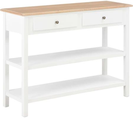 Zakito Kredens Dekoracyjny Mdf 2 Szuflady 2 Półki 110X35X80Cm Biały+Drewno