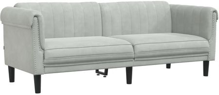Zakito Sofa Aksamitna 3 Osobowa Jasnoszary 203X77X74 Cm
