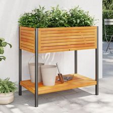 vidaXL Donica Ogrodowa Z Półką 80X45X80cm Drewno Akacjowe I Stal 367617