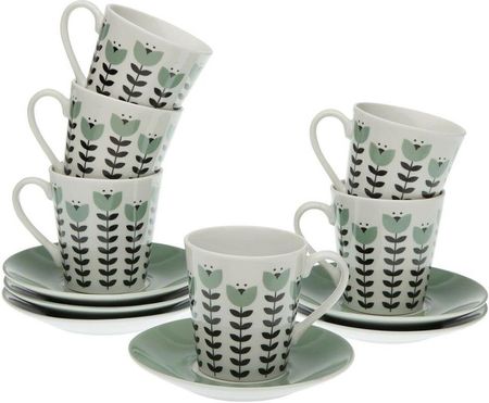 Versa Zestaw 6 Filiżanek Z Talerzykami Erna Porcelana (S3410875)