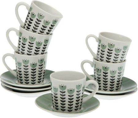 Versa Zestaw 6 Filiżanek Z Talerzykami Erna Porcelana (S3410865)