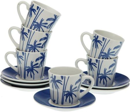 Versa Zestaw 6 Filiżanek Z Talerzykami Marina Porcelana (S3410868)