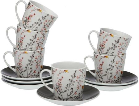 Versa Komplet 6 Filiżanek Do Herbaty Z Podstawką Balbec Porcelana (S3411149)