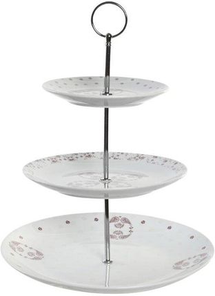 Dkd Home Decor Miska Na Owoce 27X27X34Cm Porcelana Różowy Metal Biały (S3044578)